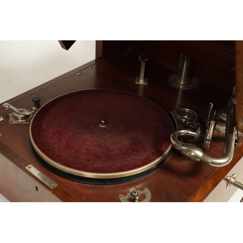 595 - A RARE 1930’S OVERSIZED E.M.G. MARK XB GRAMOPHONE having a large quarter veneered walnut and ebony c... 