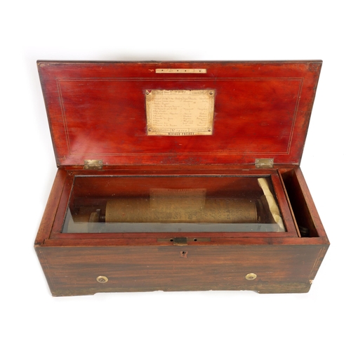 596 - A RARE 19TH CENTURY KEY WOUND 12 AIRS NICOLE FRERES SWISS CYLINDER MUSIC BOX the rosewood case with ... 