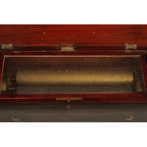 597 - A 19TH CENTURY NICOLE FRERES SWISS CYLINDRICAL MUSIC BOX with inlaid rosewood case enclosing a lever... 