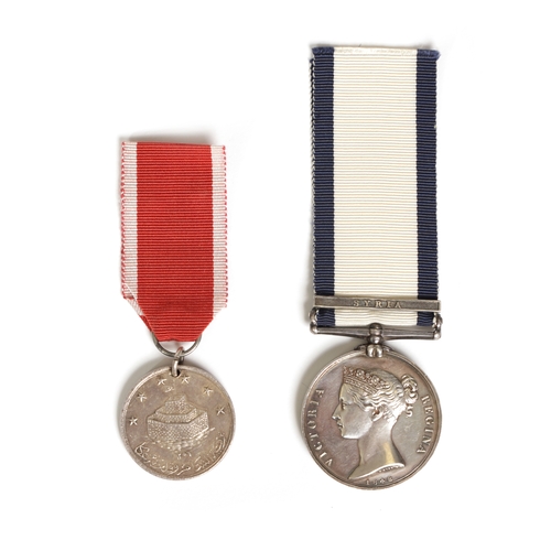 375 - A NAVAL GENERAL SERVICE MEDAL AND A ST. JEAN D’ACRE SILVER SYRIA MEDAL for Lieutenant Edward Alexand... 