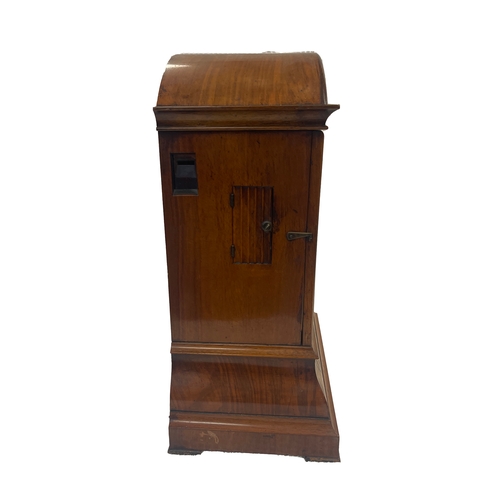 708a - A 19TH CENTURY GERMAN DOUBLE FUSEE INLAID ROSEWOOD CUCKOO CLOCK having an arched top with cuckoo ape... 