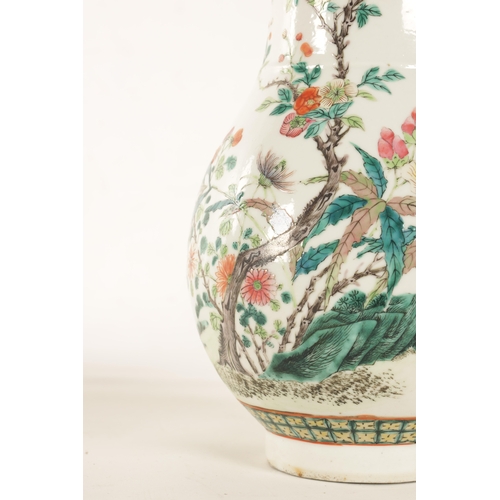 129 - A 19TH CENTURY CHINESE FAMILLE ROSE PORCELAIN BULBOUS VASE decorated with birds and insects amongst ... 