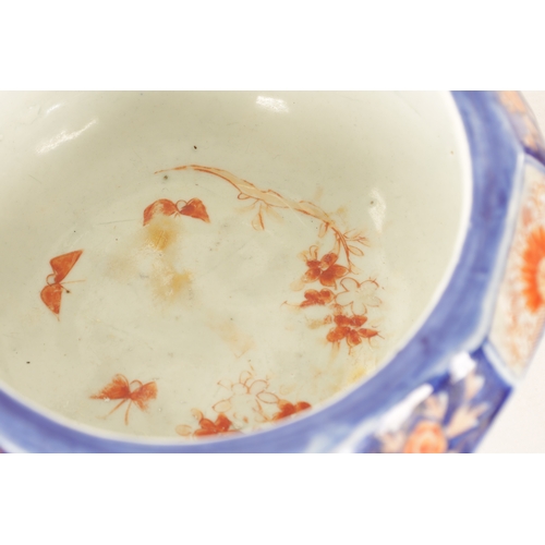 151 - A MEIJI PERIOD JAPANESE BOTTLENECK FUKAGUWA VASE painted with a stylised bird amongst decorative pan... 