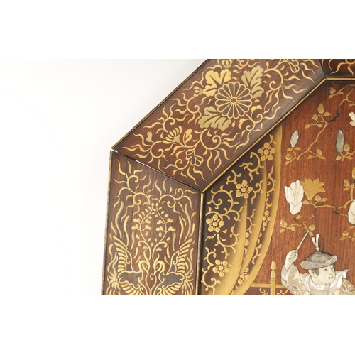 152 - A FINE JAPANESE MEIJI PERIOD SHIBAYAMA OCTAGONAL HANGING PLAQUE/CHARGER finely decorated with lacque... 