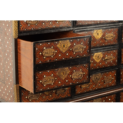 183 - AN IMPORTANT LATE 17TH CENTURY INDO-PORTUGUESE IVORY INLAID PADOUCK AND EBONY COLLECTORS CABINET ON ... 