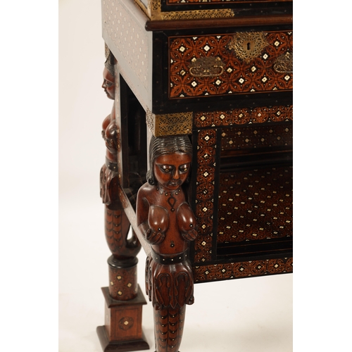 183 - AN IMPORTANT LATE 17TH CENTURY INDO-PORTUGUESE IVORY INLAID PADOUCK AND EBONY COLLECTORS CABINET ON ... 