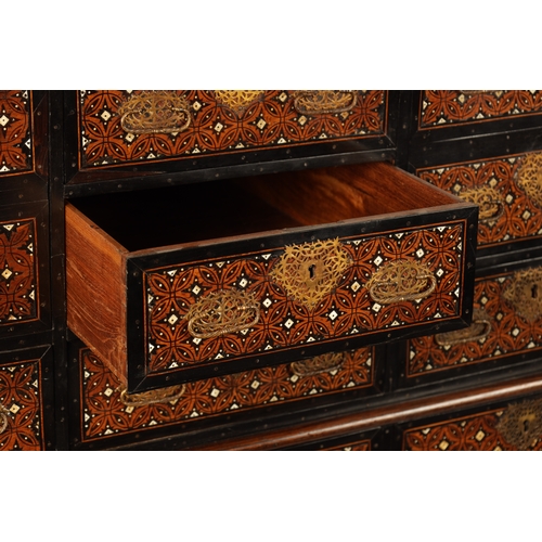 183 - AN IMPORTANT LATE 17TH CENTURY INDO-PORTUGUESE IVORY INLAID PADOUCK AND EBONY COLLECTORS CABINET ON ... 