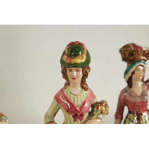 22 - A COLLECTION OF EIGHT 20TH CENTURY STAFFORDSHIRE GOLDSCHEIDER FIGURES of young ladies, one mounted o... 