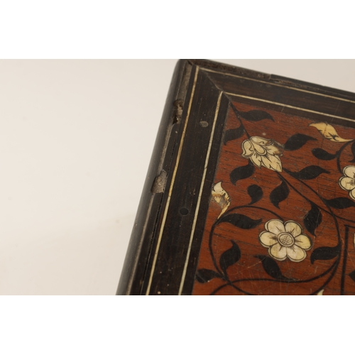 226 - AN EARLY 18TH CENTURY ANGLO PORTUGUESE EBONY BANDED AND IVORY INLAID CAMPHOR WOOD LINED FITTED BOX f... 