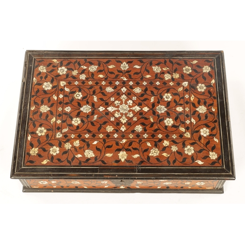 226 - AN EARLY 18TH CENTURY ANGLO PORTUGUESE EBONY BANDED AND IVORY INLAID CAMPHOR WOOD LINED FITTED BOX f... 