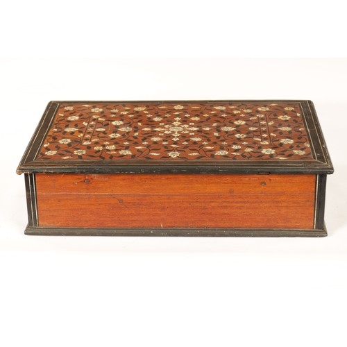 226 - AN EARLY 18TH CENTURY ANGLO PORTUGUESE EBONY BANDED AND IVORY INLAID CAMPHOR WOOD LINED FITTED BOX f... 