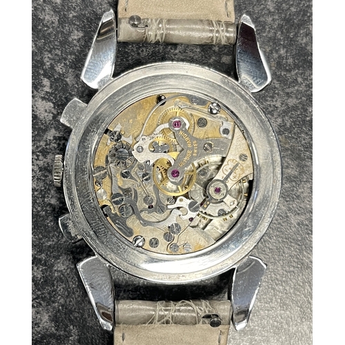 380 - A STEEL ULYSSE NARDIN CHRONOGRAPH WRISTWATCH the steel case with decorative lugs enclosing a black d... 