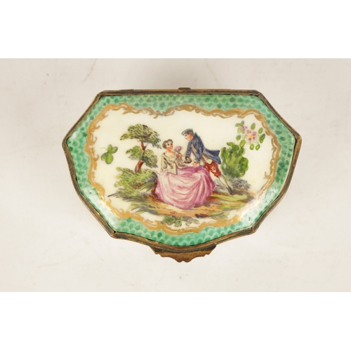 39 - TWO 19TH CENTURY MEISSEN STYLE PORCELAIN BOXES the oval example with a gilt rose spray body band on ... 