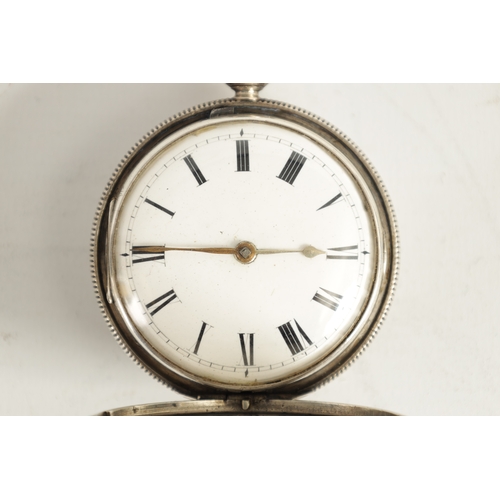 397 - P. GRIGNION, LONDON. A SILVER VERGE POCKET WATCH with full hunter case enclosing an enamel dial fron... 