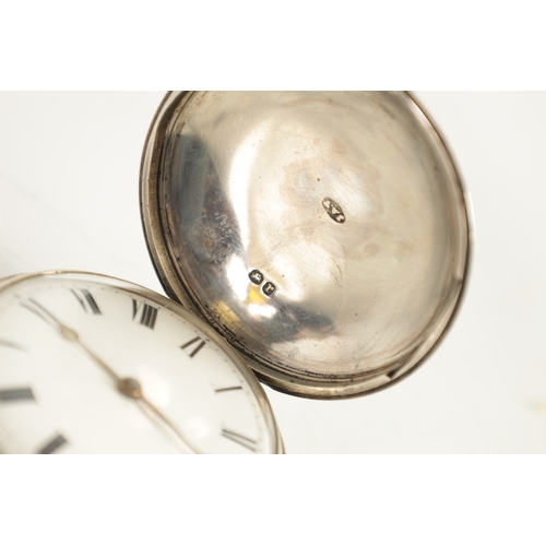397 - P. GRIGNION, LONDON. A SILVER VERGE POCKET WATCH with full hunter case enclosing an enamel dial fron... 