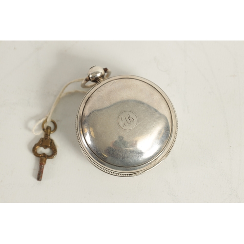 397 - P. GRIGNION, LONDON. A SILVER VERGE POCKET WATCH with full hunter case enclosing an enamel dial fron... 