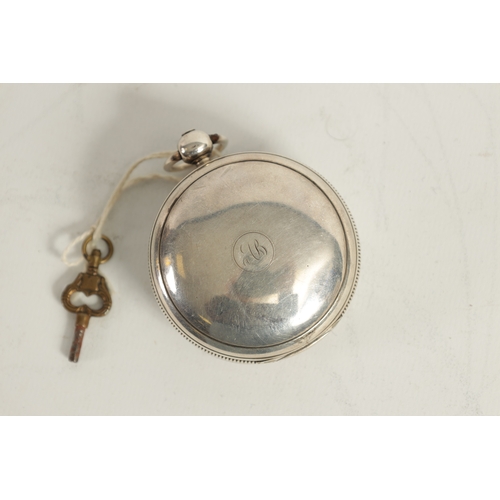 397 - P. GRIGNION, LONDON. A SILVER VERGE POCKET WATCH with full hunter case enclosing an enamel dial fron... 