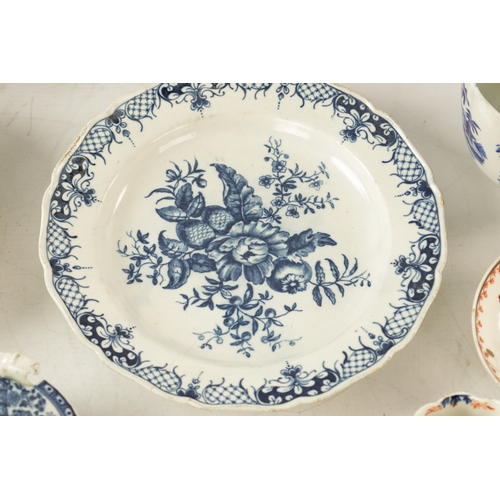 40 - A SELECTION OF 18TH CENTURY ENGLISH PORCELAIN including blue and white Worcester, Caughley and other... 