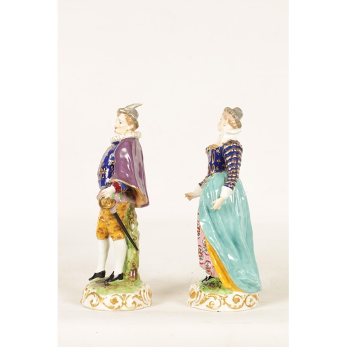 52 - A PAIR OF LATE 19TH CENTURY SAMSON 'DERBY TYPE' CONTINENTAL PORCELAIN FIGURES modelled as a gallant ... 