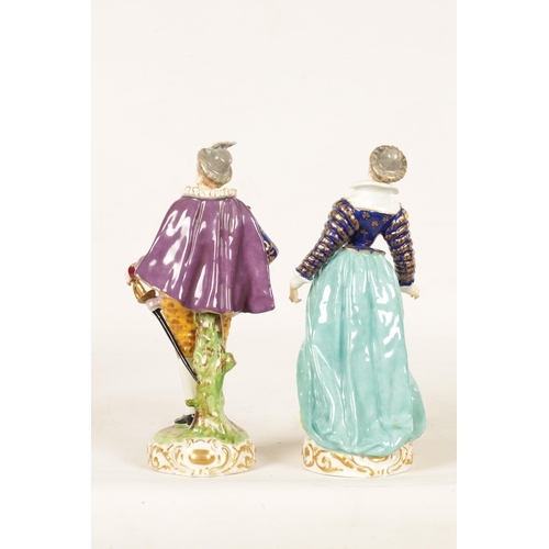 52 - A PAIR OF LATE 19TH CENTURY SAMSON 'DERBY TYPE' CONTINENTAL PORCELAIN FIGURES modelled as a gallant ... 