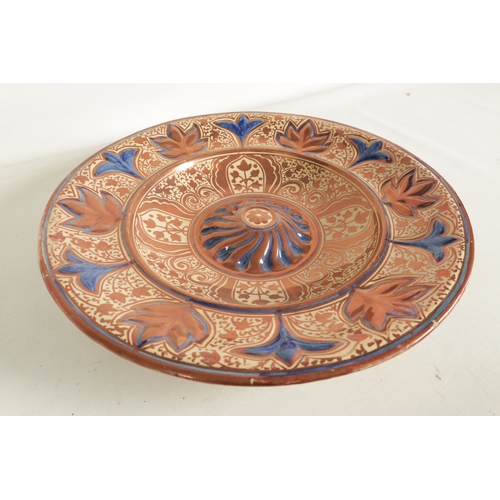 57 - 17TH-CENTURY STYLE SPANISH HISPANO MORESQUE CHARGER with lustrous raised leaf work border and dished... 