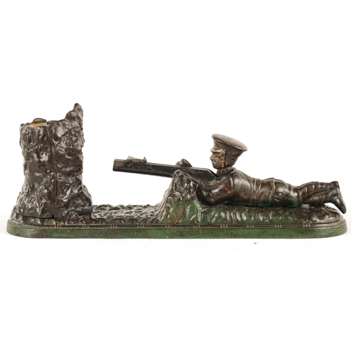 586 - A RARE EARLY 20TH CENTURY PAINTED CAST IRON MECHANICAL 'TOMMY!' MONEY BOX by John Harper & Co Willen... 