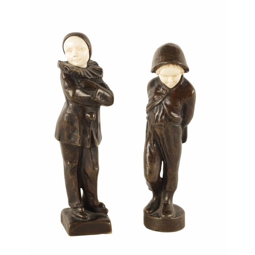 590 - PETER TERESZCZUK (UKRAINIAN-AUSTRIAN,1875-1963) A PAIR OF PATINATED BRONZE AND IVORY SCUPLTURES mode... 