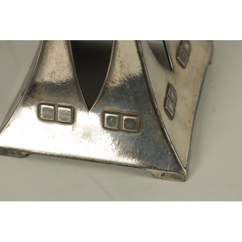 548 - A PAIR OF EARLY 20TH CENTURY WMF SECESSIONIST SILVER PLATED CANDLESTICKS of flared tapering form wit... 