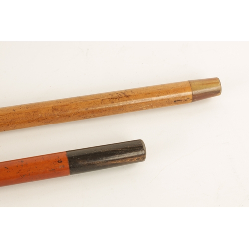 561 - TWO LATE 19TH CENTURY SILVER MOUNTED WALKING STICKS with malacca canes. (92cm and 80cm long)