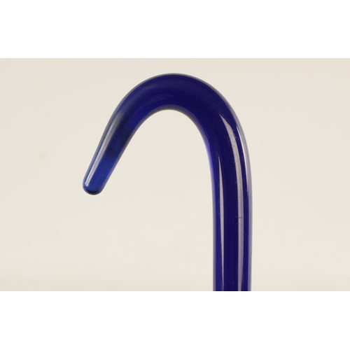 562 - THREE LATE 19TH CENTURY FRIGGER WALKING STICKS comprising of a blue air twist, a Bristol blue and a ... 