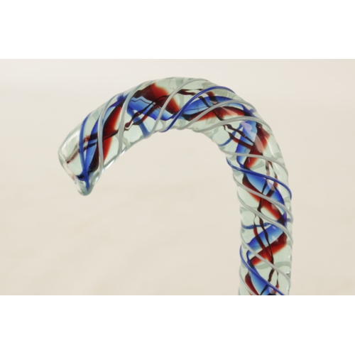 562 - THREE LATE 19TH CENTURY FRIGGER WALKING STICKS comprising of a blue air twist, a Bristol blue and a ... 