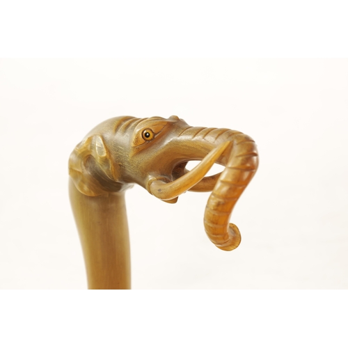 567 - A 19TH CENTURY EBONISED WALKING CANE AND ANOTHER ELEPHANT'S HEAD WALKING STICK the ebonised cane wit... 