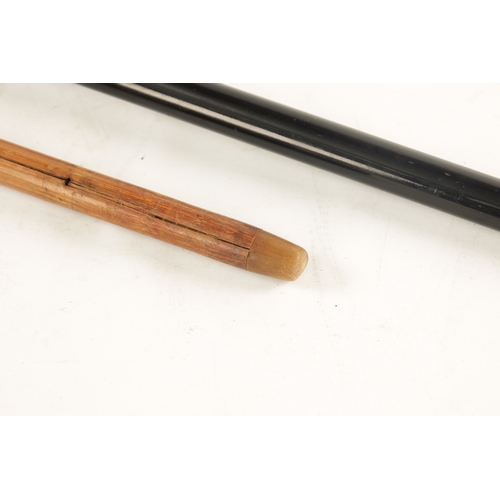 567 - A 19TH CENTURY EBONISED WALKING CANE AND ANOTHER ELEPHANT'S HEAD WALKING STICK the ebonised cane wit... 