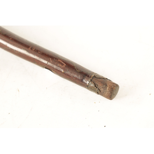 570 - A GOOD MID-19TH CENTURY FOLK ART MARRIAGE WALKING STICK inlaid with brass stud work and mother-of-pe... 