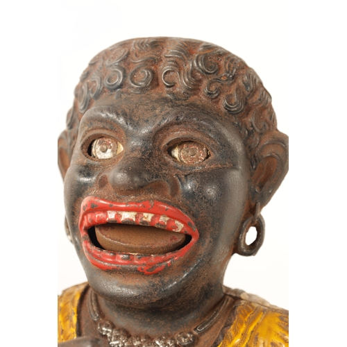 580 - A LATE 19TH CENTURY PAINTED CAST IRON 'DINAH' MECHANICAL MONEY BANK (16cm high)