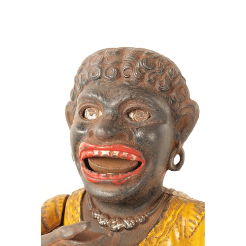 580 - A LATE 19TH CENTURY PAINTED CAST IRON 'DINAH' MECHANICAL MONEY BANK (16cm high)