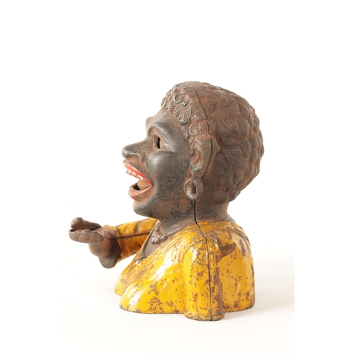 580 - A LATE 19TH CENTURY PAINTED CAST IRON 'DINAH' MECHANICAL MONEY BANK (16cm high)