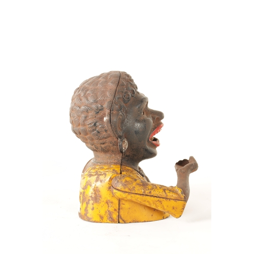 580 - A LATE 19TH CENTURY PAINTED CAST IRON 'DINAH' MECHANICAL MONEY BANK (16cm high)