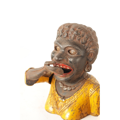 580 - A LATE 19TH CENTURY PAINTED CAST IRON 'DINAH' MECHANICAL MONEY BANK (16cm high)