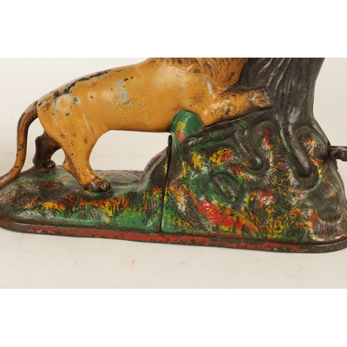 584 - A LATE 19TH CENTURY AMERICAN PAINTED CAST IRON 'LION AND TWO MONKEYS' MONEY BOX by Kyser & Rex Phila... 