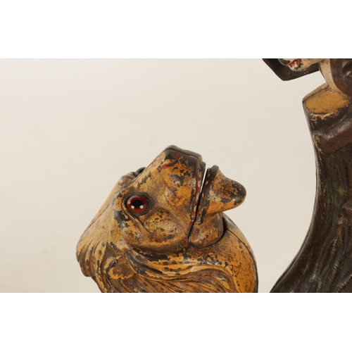 584 - A LATE 19TH CENTURY AMERICAN PAINTED CAST IRON 'LION AND TWO MONKEYS' MONEY BOX by Kyser & Rex Phila... 