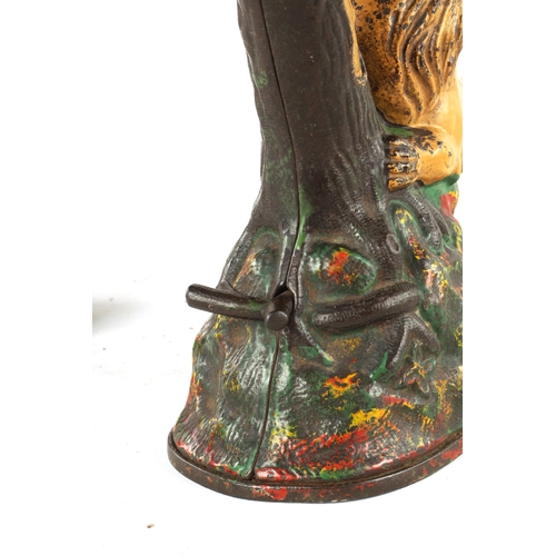 584 - A LATE 19TH CENTURY AMERICAN PAINTED CAST IRON 'LION AND TWO MONKEYS' MONEY BOX by Kyser & Rex Phila... 