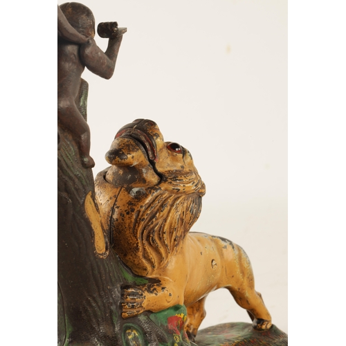 584 - A LATE 19TH CENTURY AMERICAN PAINTED CAST IRON 'LION AND TWO MONKEYS' MONEY BOX by Kyser & Rex Phila... 
