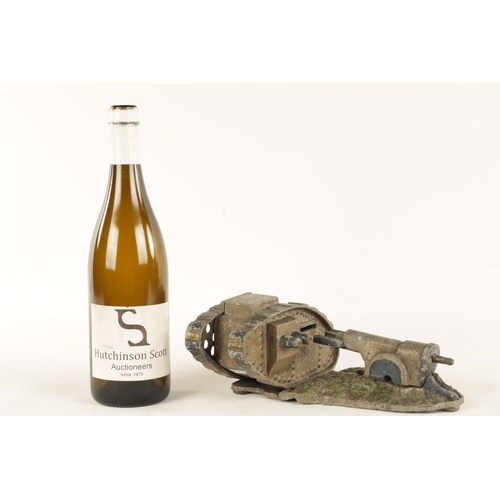 587 - A 20TH CENTURY PAINTED CAST IRON 'TANK AND CANNON' MECHANICAL MONEY BOX DESIGNED AND PATENTED BY STA... 