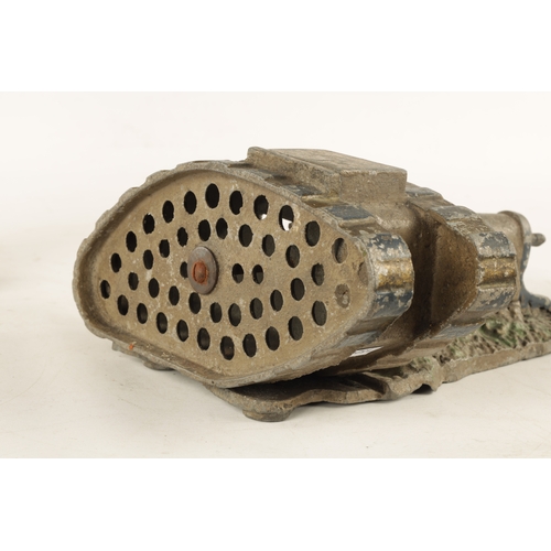587 - A 20TH CENTURY PAINTED CAST IRON 'TANK AND CANNON' MECHANICAL MONEY BOX DESIGNED AND PATENTED BY STA... 
