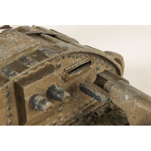 587 - A 20TH CENTURY PAINTED CAST IRON 'TANK AND CANNON' MECHANICAL MONEY BOX DESIGNED AND PATENTED BY STA... 