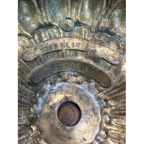 598 - TWO SIMILAR LOEVSKY & LOEVSKY WHITE METAL CASTING CORPORATION U.S.A. TIFFANY STYLE OVERSIZED LAMP SH... 