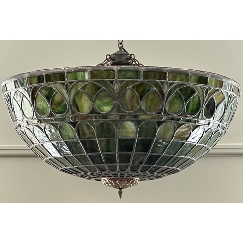 598 - TWO SIMILAR LOEVSKY & LOEVSKY WHITE METAL CASTING CORPORATION U.S.A. TIFFANY STYLE OVERSIZED LAMP SH... 