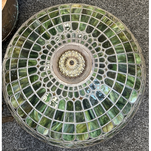 598 - TWO SIMILAR LOEVSKY & LOEVSKY WHITE METAL CASTING CORPORATION U.S.A. TIFFANY STYLE OVERSIZED LAMP SH... 