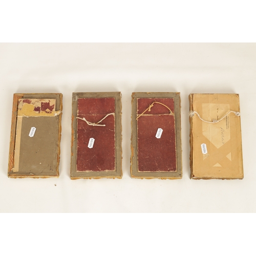 599 - A SET OF FOUR EARLY 20TH CENTURY PAINTINGS ON GLASS depicting a young lady in various costumes - mou... 